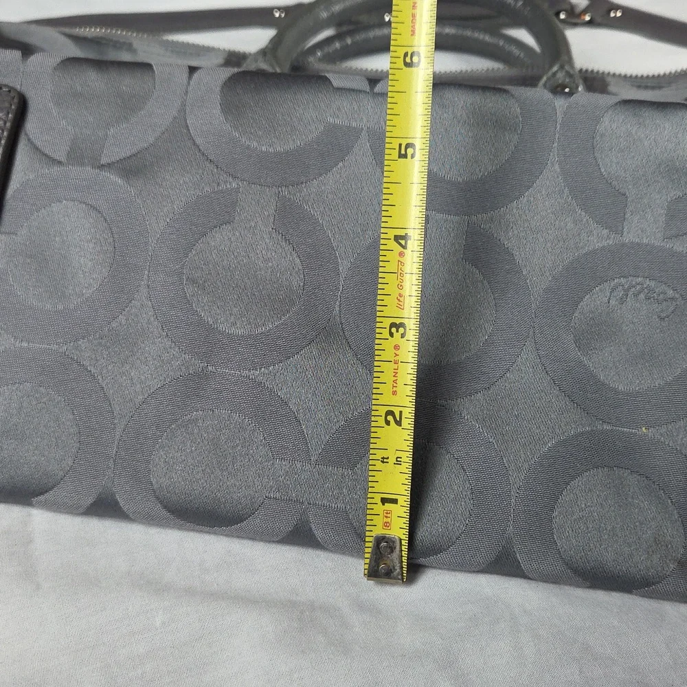 COACH SABRINA MADISON Charcoal Gray Lavender Lilac Satchel Purse Op-Art Fabric